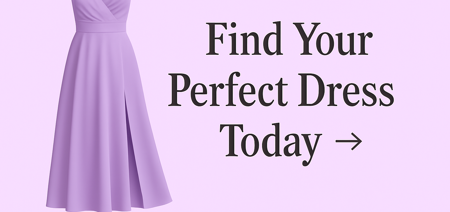 Promotional banner for women's dresses including casual and formal wear